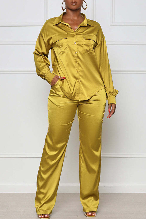 Fashionable Stretch Satin Fabric Casual Solid Color Suit