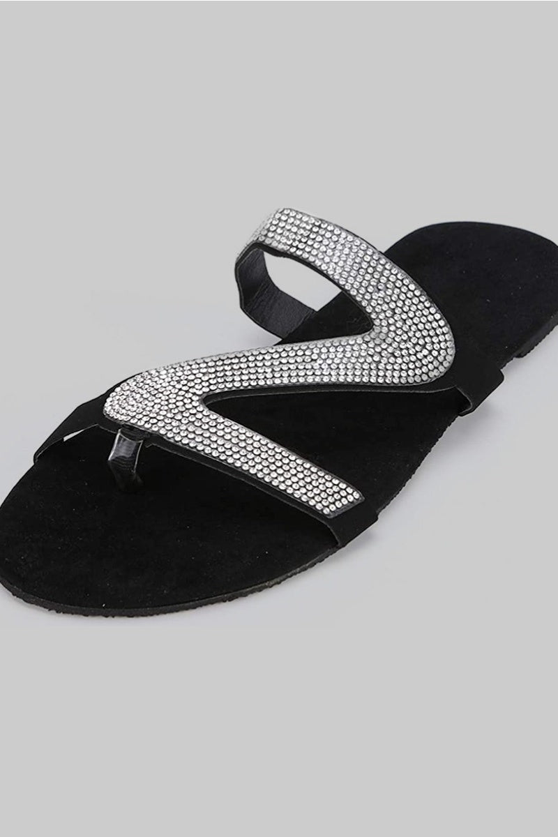 Sweet Sequined Silver Slippers Shoes