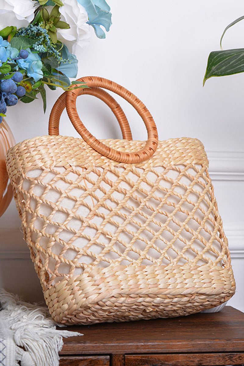 Zipper Square Handmade Straw Bag - Fashionaviv-Accessories-[product_label]